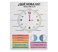 XGINERFEX Telling Time in Spanish Guide Poster Modern Language Learning Decor for School and Study Room Wall(Framed,16x24inch(40x60cm))