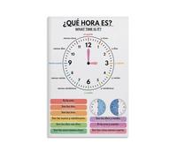 XGINERFEX Telling Time Spanish Language Educational Poster What Time Is It Teaching Tool Classroom Decor Canvas Wall-Art for Learning(Unframed,12X18inch(30X45cm))