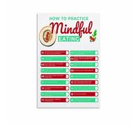 XGINERFEX The Art of Mindful Eating Poster, Motivational Dining Awareness Wall-Art for Restaurant, Wellness Studio Decor(Framed,12x18inch(30x45cm))