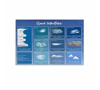XGINERFEX The Cloud Atlas Poster Different Types of Clouds Canvas Print Modern Wall-Art for Office Home Science Decor(Framed,12x18inch(30x45cm))