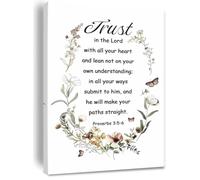 XGINERFEX Trust in the Lord with All Your Heart Bible Verse Canvas Art Christian Wall Decor for Home Office Church(Framed,08x12inch(20x30cm))