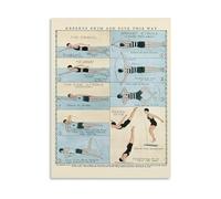 XGINERFEX Vintage Swimming Technique Chart Poster How to Swim and Dive Guide Educational Retro Sports Wall-Art Decor(Framed,12x18inch(30x45cm))