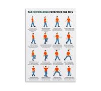XGINERFEX Walking Tai Chi Balance Exercises Poster Home Workout Stability Guide Canvas Wall-Art for Men Women Living Room Decor