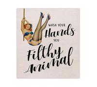XGINERFEX Wash Your Hands You Filthy Vintage Pinup Girl Bathroom Wall-Art Funny Print Home Decor Gift Idea(Framed,08x12inch(20x30cm))