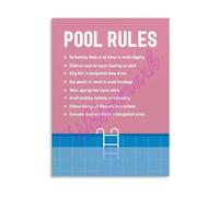 XGINERFEX Water Awareness Swimming Pool Rules Canvas Print Wall-Art for Bedroom Playroom Summer Home Decor(Unframed,16x24inch(40x60cm))