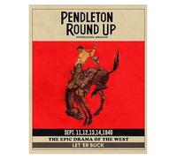 XGINERFEX Western Bronc Rider Wall-Art Canvas Print, Pendleton Round-Up Rodeo Scene with Real Wood Hanger, Rustic Cowboy Decor for Home Office(Framed,08x12inch(20x30cm))