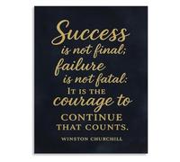 XGINERFEX Winston Churchill Quote Canvas Wall-Art Success Is Not Final Failure Is Not Fatal It Is The Courage to Continue That Counts for Office Decor Inspirational Gift(Framed,08x12inch(20x30cm))