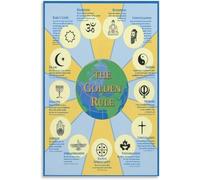 XGINERFEX World Religions Canvas Art - The Golden Rule & Sacred Symbols Poster, Thoughtful Decor for Interfaith Families, Study, or Room(Unframed,12x18inch(30x45cm))
