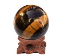 XGINERFEX Yellow Tiger Eye Stone Crystal Ball Light with Base Craft Gift Ornaments,2" Dia Gemstone Stone