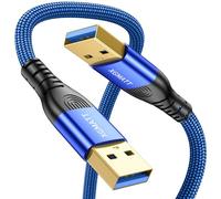 XGMATT Cable USB de 1 m, USB 3.0 A a A, cable de datos trenzado de 5 Gbps, transferencia de alta velocidad, USB tipo A macho a macho, compatible con HDD, impresora, cámara, DVD, azul