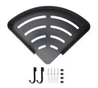 XGOUGUAAU Black Aluminum Corner Shelf, Wall Mounted STO Rack, Single Layer Space with Hooks for Bathroom and Bedroom, t h