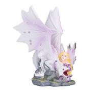 XGOUGUAAU Escultura de pie de niña dragón, Estatua de Resina de Adorno de Escritorio, Exquisita Figura de niña dragón Hecha a Mano con diseño único, decoración de Sala de