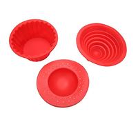 XGOUGUAAU Juego de 3 moldes para pasteles de silicona de grado alimenticio, molde para hornear helados, pan y mousse; utensilio de horneado de silicona roja, resistente al calor y no tóxico,