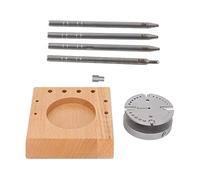 XGOUGUAAU Juego de soportes para muelles de volante de reloj, soporte para el volante del movimiento del reloj con soporte de acero y base de madera, incluye herramientas de punzón para