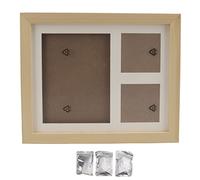 XGOUGUAAU Kit de recuerdo de huellas de mascotas para perros, marco de fotos de madera premium con molde de arcilla para impresión, plantilla adicional incluida, marco de fotos (marco lógico)