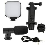 XGOUGUAAU Smartphone Vlogging Kit, Wireless Phone Video Microphone Kit with Fill Light, 360° Rotating Phone Holder and Desktop Tripod for Live Broadcast, Vlog Recording, Selfie Video