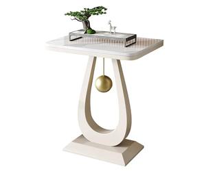XGQXZWC Consola Recibidor Moderna, Mesa Consola con Tablero de Losa de Roca Gruesa, Estructura de Acero al Carbono, para Entrada, Pasillo, Vestíbulo, Sala de Estar, Espacios Pequeños(White,50cm/20in)