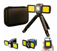 XGRAIN Linterna LED COB 1000 Lúmenes Recargable USB-C - Imán y Trípode - IP65 Resistente al Agua y polvo - Portátil con Estuche - Camping, Taller, Pesca y Emergencias.