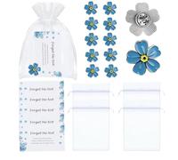 Xgvzs 30 pines conmemorativos de Forget Me Not, regalo conmemorativo funerario, decoraciones funerarias con tarjetas de poemas conmemorativos y bolsas de organza para regalos conmemorativos