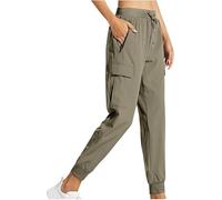 XGWDP Cargo Pants, Hiking Pants, Cargo Joggers for Women, Quick Dry Lightweight Travel Petite Pants, with Zipper Pockets (S,3)