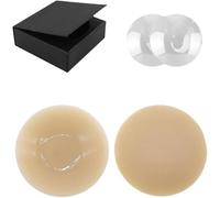 XGWDP Seamless Cake Cover, Silicone Braless Sticky Bra-Cakes Body Nipple Cover Reusable, Pasties Nipple Covers (D+++ Cups 3.9",02)