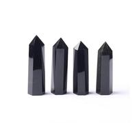 XHAJCSJWGD 1pc 90-99mm Black Obsidian Hexagon Point Hand Polished Crystal Wand Column Stone Tower