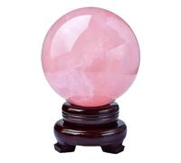 XHAJCSJWGD Crystal Ornaments Rose Quartz Ball Feng Shui Transfer Beads Divnation Gemstone Sphere Lucky Home Decoration with Wood Stand,10cm/3.9in