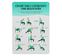XHAJCSJWGD Low Impact Exercise Guide Chair Yoga Poses Chart for Seniors and Beginners Aluminum Sign for Physical Rehabilitation Center Home Wall Decor 8 X 12 inch
