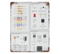 XHAJCSJWGD Vintage Style Electronic Components Schematic Metal Tin Sign Retro Blueprint Wall Decor for Engineer Programmer G ift 8 X 12 Inch