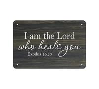 XHAJCSJWGD Vintage Tin Sign with I Am The Lord Who Heals You Faith Based Metal Wall-Art for Home Decor Kitchen Living Room Prayer Room Gift Idea 8 X 12 inch