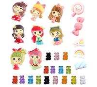 XHBTS 29 unidades de mini princesas de resina, dulce niña, osito de goma, perlas de resina, nube, arco iris, estrella, marshmallow, caramelos para decoración de casa de muñecas, manualidades