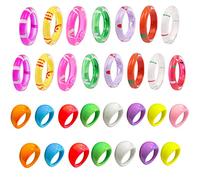 XHBTS 30 anillos de resina coloridos anchos y gruesos para nudillos, apilables, retro, acrílico, transparente, vintage, para fiesta, regalo elegante hecho a mano, acrílico, resina, Resina