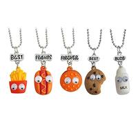 XHBTS 5 Piezas/Juego de Papas Fritas, Perrito Caliente, Pan, Hamburguesa, lindo Colgante de Leche y Galletas, Collares de Mejores Amigos, Mejores Brotes, Collares de Amistad para Niños
