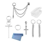 XHBTS 6 Piezas Kpop Bangtan Boy Album Jimin Chain Drop Pendientes Joyería de moda coreana, Stud Punk Drop Dangle Double Piercing Pendientes con Caja