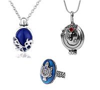 XHBTS Collar de Katherine Daywalking con colgante, Collar de Charm - Azul Real y Sello de Vampire Diaries Daylight Walking, Anillo de Damon para fans