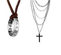 XHBTS Collar de los años 80 y colgante de anillo grabado, joyería unisex, regalo para fanáticos de cosplay, Cuero Poliuretano