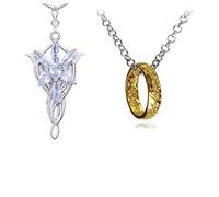 XHBTS Juego de 2 collares inspirados en mujer, tono dorado, collar con colgante de anillo para fanáticos de cosplay