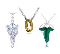 XHBTS Juego de 3 collares con cadena de princesa grabada en tono dorado con anillo, colgante para fans de cosplay
