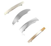 XHBTS Juego de 4 horquillas largas y finas hechas a mano, horquillas de metal para el pelo de estilo francés, pinzas para el pelo para mujeres y niñas, color plateado y dorado