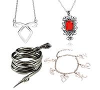 XHBTS Juego de 4 pulseras y collar de serpiente de látigo eléctrico de Isabelle Lightwood de la ciudad de los huesos inspirada en la runa de poder angélico