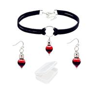 XHBTS - Juego de aretes y gargantilla para Halloween, con caja, Plástico, Perla