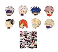 XHBTS Nanami Kento Pins Itadori Yuji Broche Fushiguro Megumi Insignia Anime Cosplay Broche Accesorios y 10 pegatinas, Metal