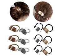 XHBTS Paquete de 12 bandas elásticas de metal para el pelo, 2 estilos, dorado y plateado