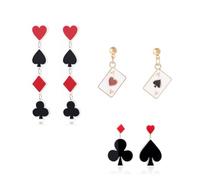 XHBTS - Pendientes colgantes con diseño de cartas de juego divertidas, acrílico, espadas, corazones, ciruela, póquer