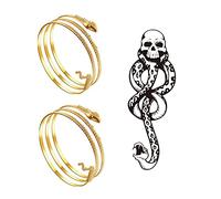 XHBTS Pulsera de metal con diseño de serpiente temporal y 2 unidades de pulseras de metal con espiral, espiral, espiral, brazo superior, brazalete, brazalete egipcio, accesorio de disfraz para mujer