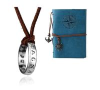 XHBTS Uncharted 4 Drake 20 pegatinas collar con colgante grabado, cadena marrón, cuaderno de viaje, cuaderno de notas vintage, A7 (azul)