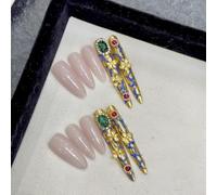 XHBYW 10 piezas de uñas postizas de estilo de gama alta de lujo, uñas postizas de cubierta completa para mujeres y niñas, decoración diaria