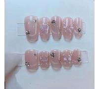 XHBYW 10 piezas de uñas postizas de mariposa rosa, uñas postizas de cubierta completa para mujeres y niñas, decoración diaria
