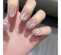 XHBYW 10 Piezas De Uñas Postizas En Polvo Transparente, Uñas Postizas De Cobertura Completa, para Mujeres Y Niñas, Decoración Diaria