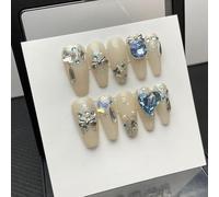 XHBYW 10 Uds. Uñas postizas con patrón hecho a mano puro, uñas postizas de cobertura completa para mujeres y niñas, decoración diaria